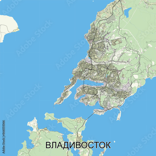 Vladivostok, Russia map poster art
