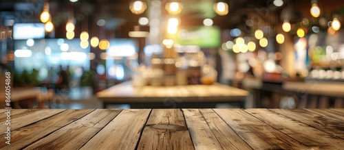 Brown wooden counter on a b...