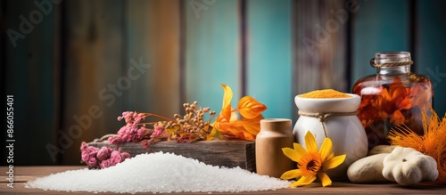 Autumn spa still life setti...