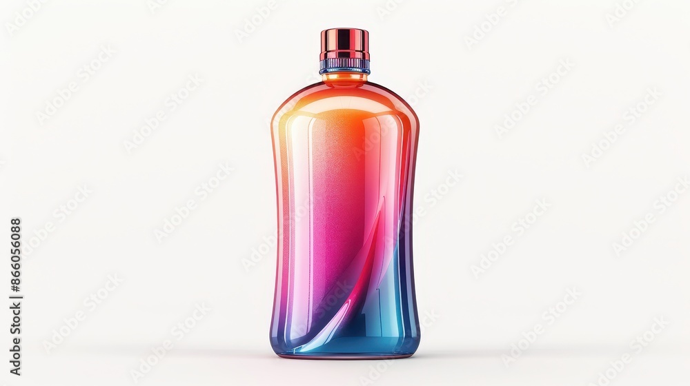 A bottle of colorful liquid with a red cap A bottle of colorful liquid with a red cap