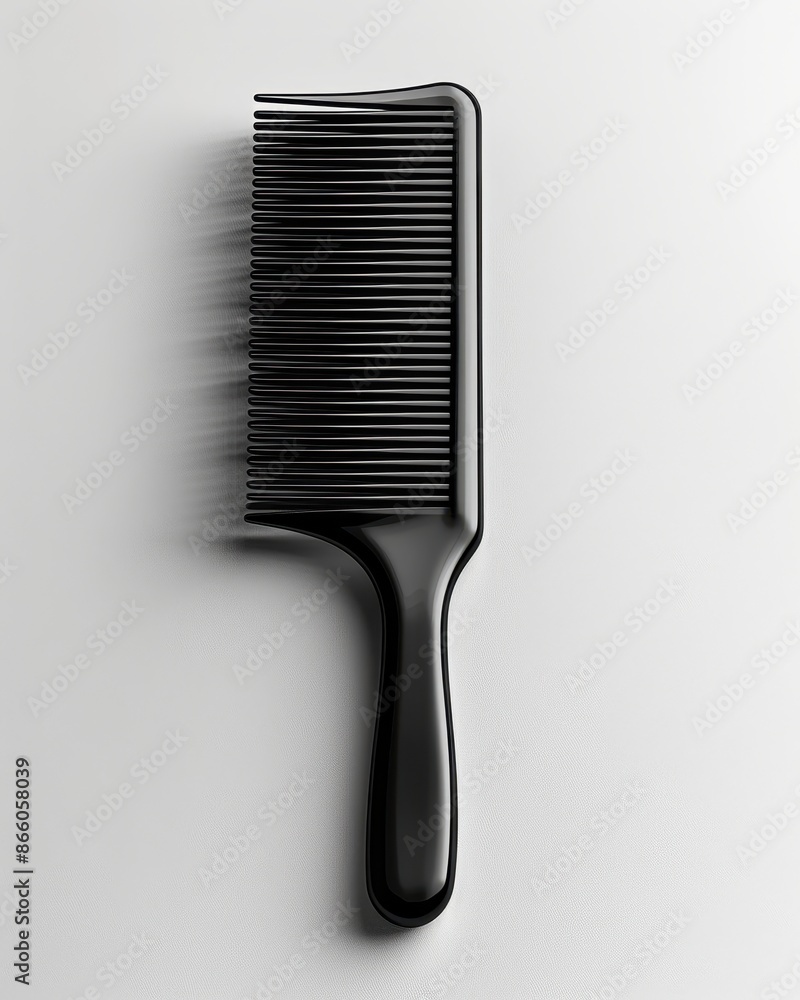 A black hair brush with a black handle A black hair brush with a black handle