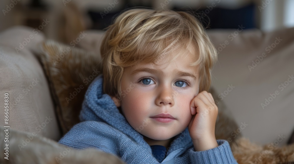 Young Boy Resting His Head On His Hand Young Boy Resting His Head On His Hand