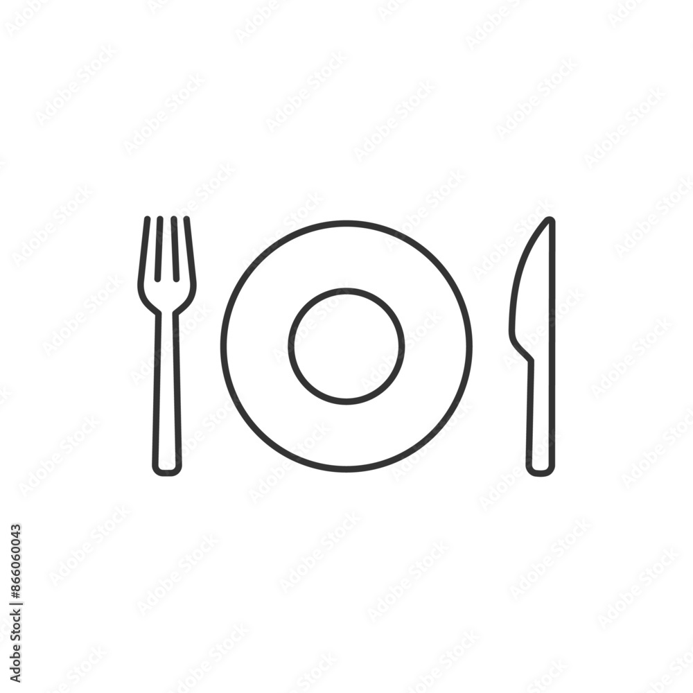 Fork, Knife, Plate. Easy editable vector design. Fork, Knife, Plate. Easy editable vector design.