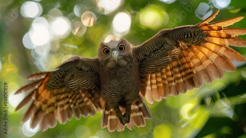 In the dense forests of Southeast Asia, a Sunda Colugo glides silently from tree to tree, its membranous wings creating an awe-inspiring sight. photo