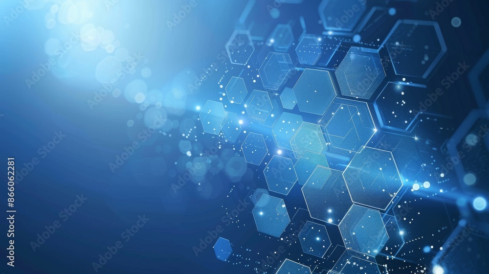 Abstract blue hexagonal pattern with glowing lights. Abstract blue hexagonal pattern with glowing lights.