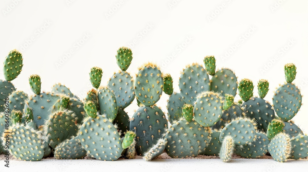 Cactus plants with golden thorns on white background,Green Opuntia cactus,Cactus flower in pot,hipster style,cacti,Summer creative concept,fashion style,Space for text. Cactus plants with golden thorns on white background,Green Opuntia cactus,Cactus flower in pot,hipster style,cacti,Summer creative concept,fashion style,Space for text.