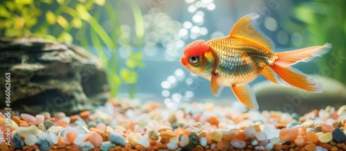 Aquarium with a goldfish sw...
