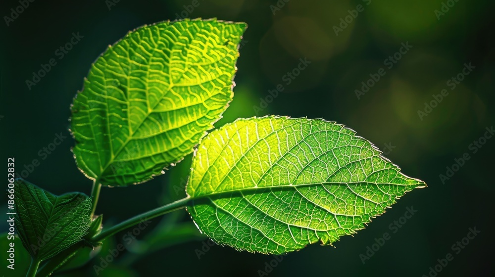 Two emerald leaves illuminated by the sun Two emerald leaves illuminated by the sun