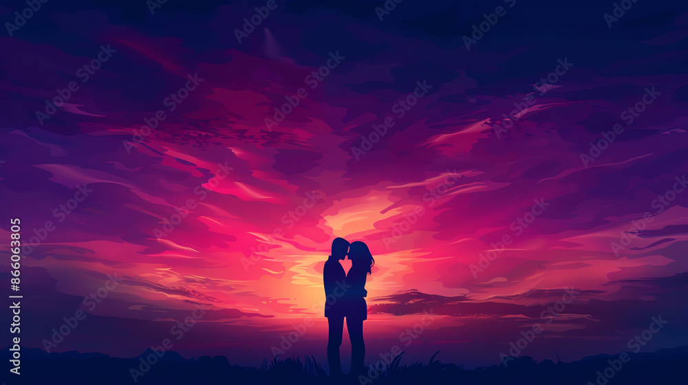 Couple sharing a tender hug under a romantic sunset, loving and intimate, affection wallpaper Couple sharing a tender hug under a romantic sunset, loving and intimate, affection wallpaper