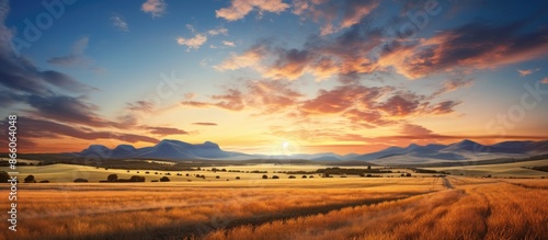 A picturesque sunset scene ...
