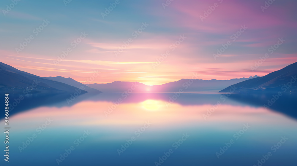 Serene lake at sunrise with soft pastel colors and calm water, tranquil and soothing, peace wallpaper Serene lake at sunrise with soft pastel colors and calm water, tranquil and soothing, peace wallpaper