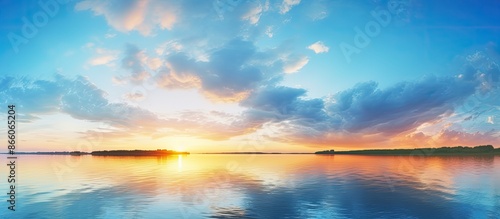 Scenic sunset with clear bl...