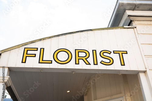 florist sign on the awning of a shop