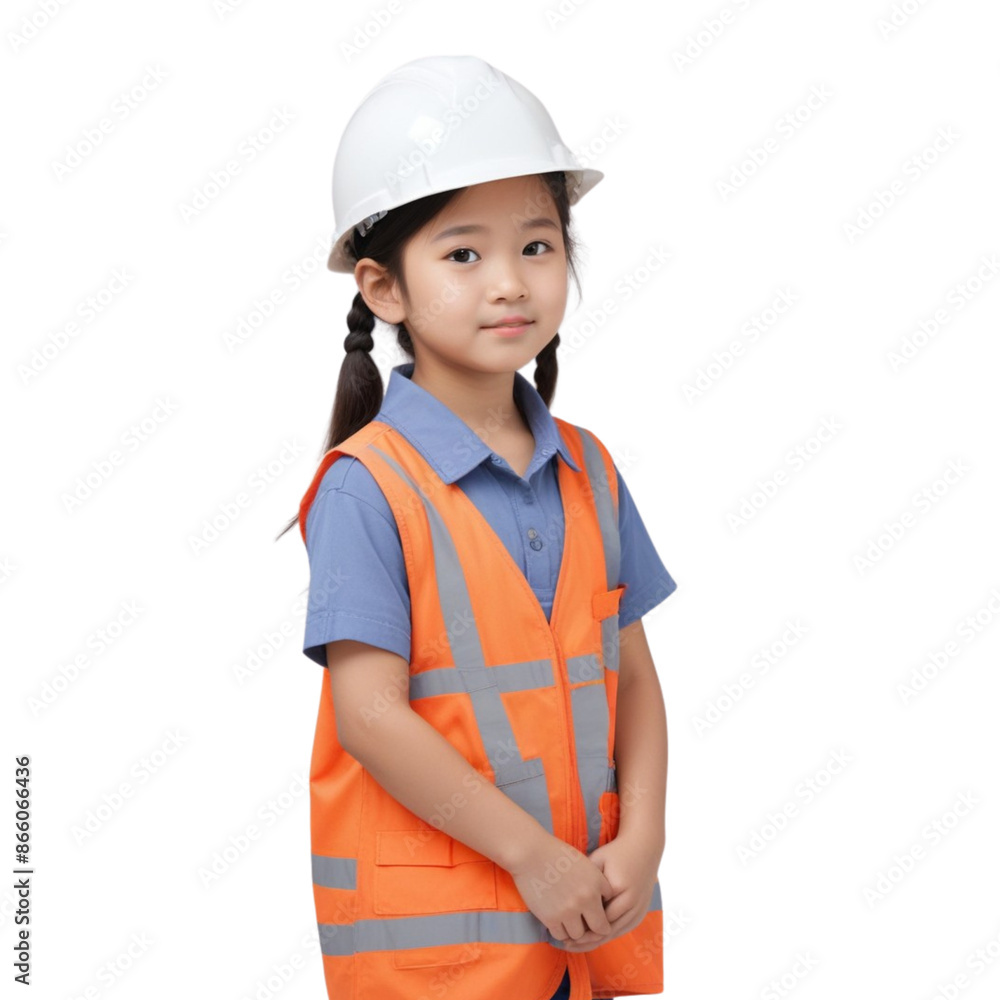 Portrait of an Asian little worker kid posing on Isolated transparent background png. generated with AI Portrait of an Asian little worker kid posing on Isolated transparent background png. generated with AI