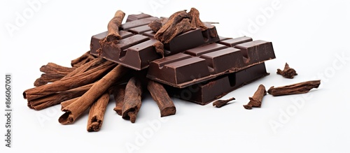 Carob chocolate against a w...