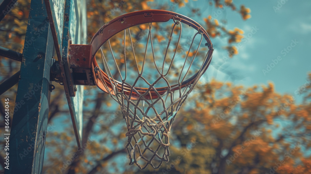 A close-up of a basketball hoop with a frayed net on an outdoor court, emphasizing urban sports and community recreation. A close-up of a basketball hoop with a frayed net on an outdoor court, emphasizing urban sports and community recreation.