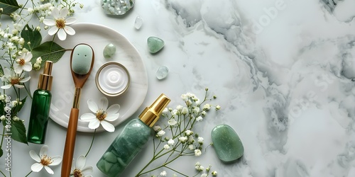 Gua Sha Beauty Roller and Collagen Skincare Products Showcased in Web Banner. Concept Skincare Essentials, Beauty Tools, Anti-Aging Solutions, Revitalize Your Skin