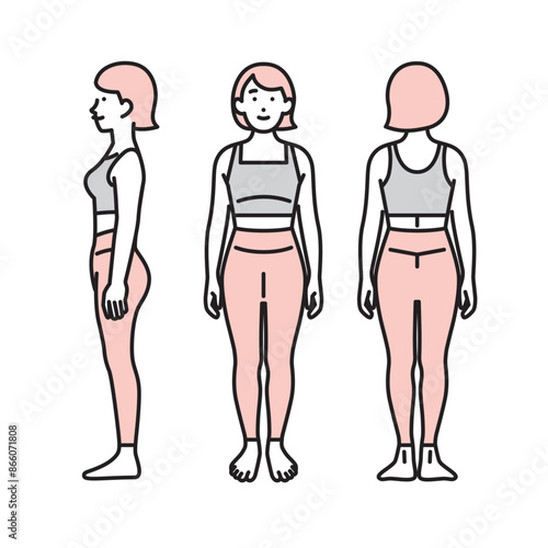 シンプル　イラスト　正しい姿勢の女性