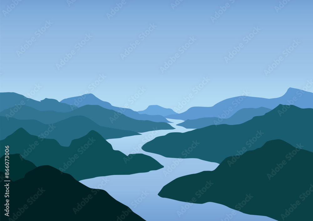 Winding river mountain forest beautiful nature landscape. Winding river mountain forest beautiful nature landscape.