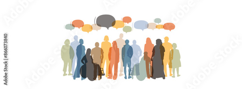 Different people with chat bubbles. Communication concept.