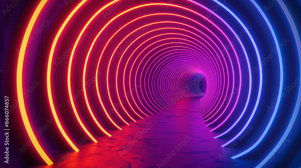 A mesmerizing abstract pattern of concentric circles in bright, neon colors. A mesmerizing abstract pattern of concentric circles in bright, neon colors.