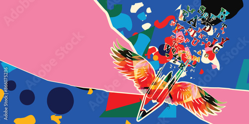 Copywriting course, content creation, writing prompts concept. Pencil on a colorful background. Pencil vector
