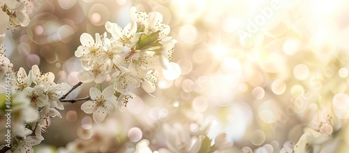 Cherry and plum trees blooming in spring with selective focus on a floral background, perfect for a copy space image. © HN Works