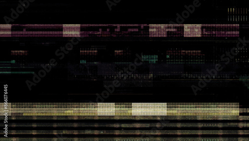 Digital errors on the screen. Colorful stripes noisy television screen