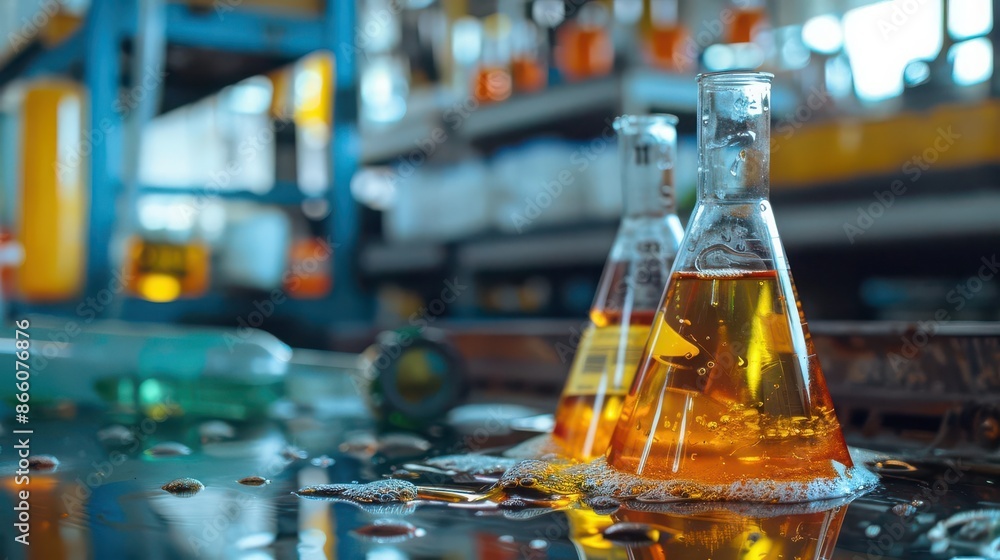 Chemical spill hazard in laboratory, research safety, accident ...