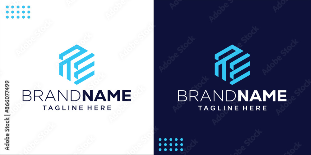 letter R and E hexagon with Logo design template inspiration, Design Inspiration, Illustration, Vector letter R and E hexagon with Logo design template inspiration, Design Inspiration, Illustration, Vector