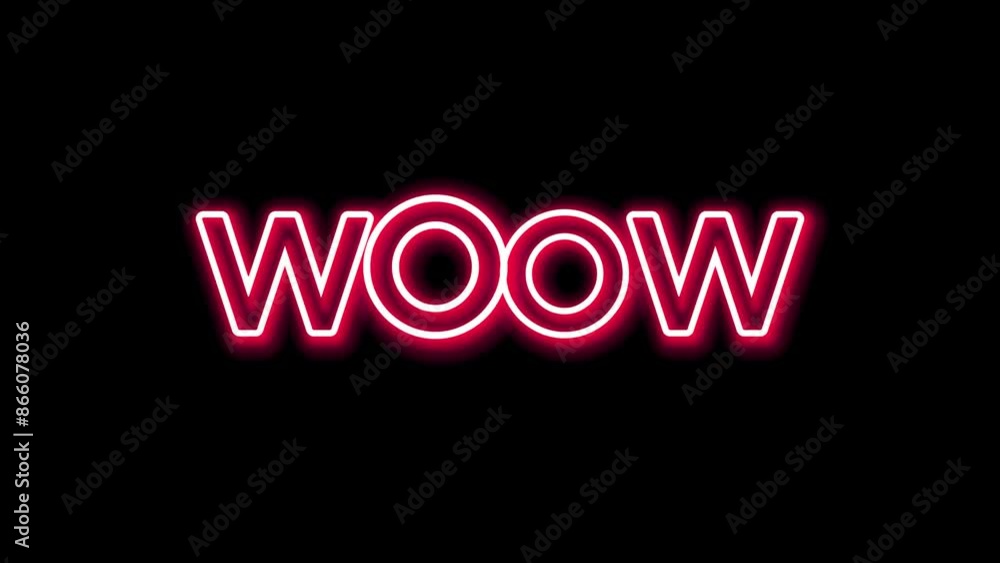 Neon Alphabet wins on black background. Light up text design WOOW Neon Alphabet wins on black background. Light up text design WOOW