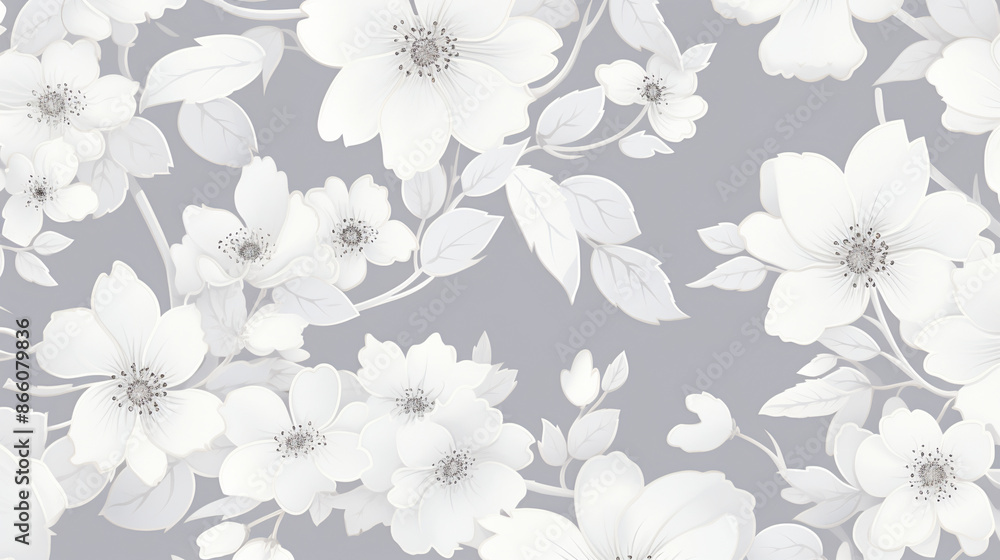 Fototapeta premium seamless floral background,floral line art, floral patterns, seamless patterns, large flowers 
