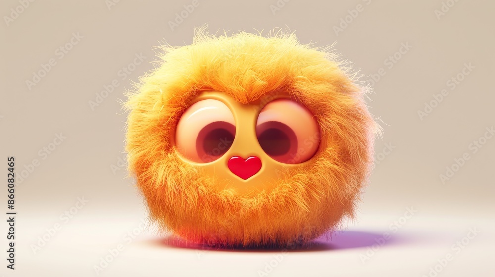 Cute and fluffy emoji with heart-shaped eyes, expressing love and affection. Cute and fluffy emoji with heart-shaped eyes, expressing love and affection.