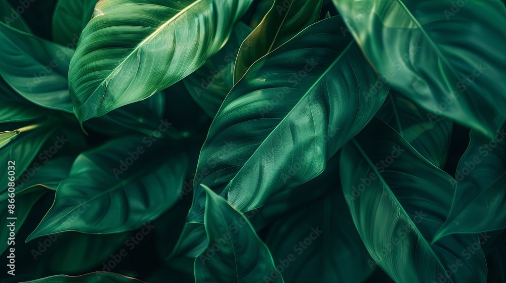 Green tropical plant close-up Green tropical plant close-up
