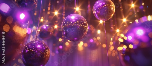 Disco Scene featuring Purple and Gold Illuminated Disco Balls