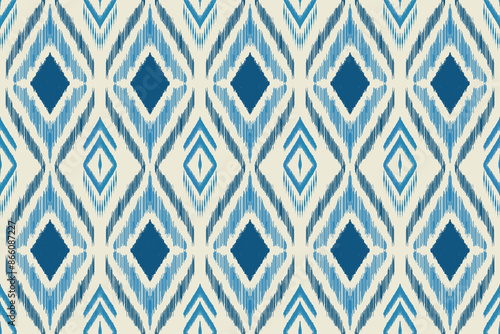 Abstract ikat pattern for seamless ethnic art in tribal and folk style. Print Aztec geometric ornament. Design for fabric, carpet, wallpaper, clothing.