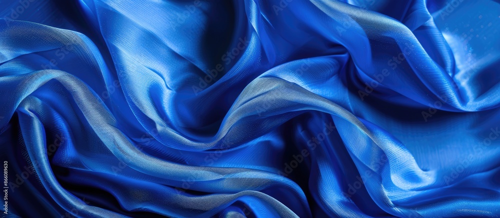Fototapeta premium Embrace this vivid Electric Blue silk fabric as your ultimate accessory, with its enchanting elasticity and flawless appeal, perfect for a copy space image.
