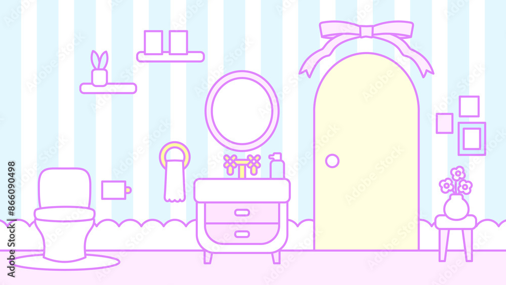 かわいいストライプのサニタリールーム ⭐︎水色 かわいいストライプのサニタリールーム ⭐︎水色