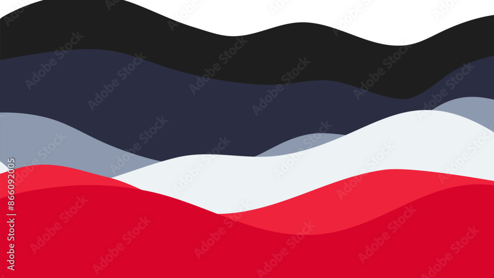 Fototapeta premium 7 hand drawn waves Dark blue and red pastel wallpaper. Flat design fullcolor abstract illustration. design Dark blue and red color minimalist background 