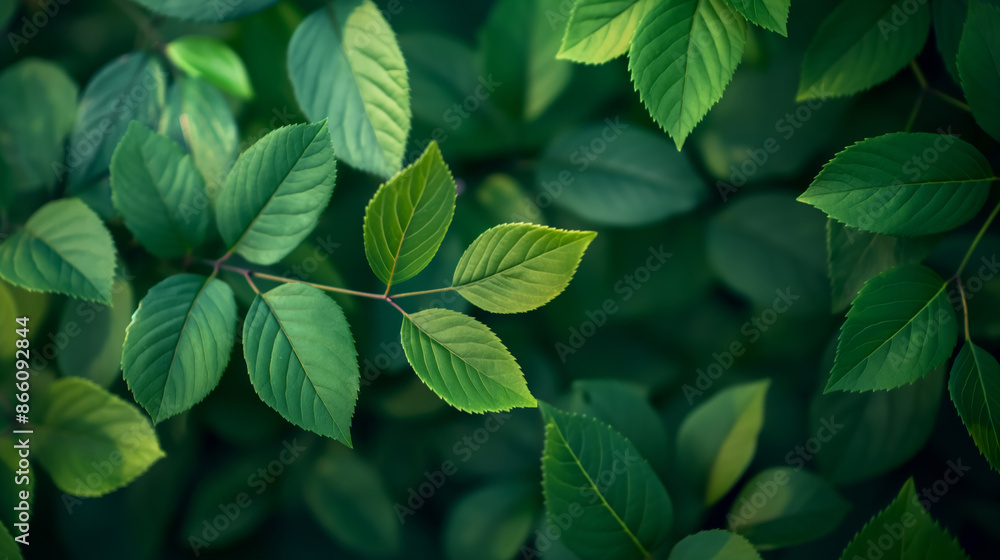 A close up of green leaves on a tree. The leaves are full and vibrant, giving the impression of a lush, healthy environment A close up of green leaves on a tree. The leaves are full and vibrant, giving the impression of a lush, healthy environment