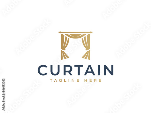 curtain logo vector illustration. luxury curtain logo template
