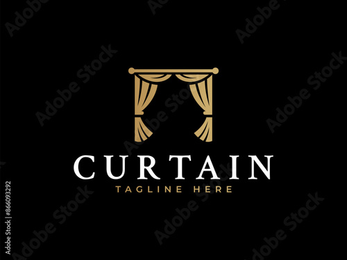 curtain logo vector illustration. luxury curtain logo template