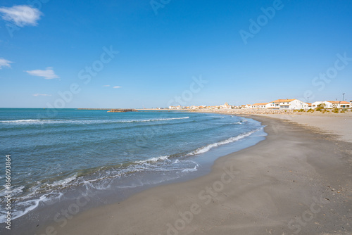Saint marie de la mer mit dem Sandstrand im Vordergrund