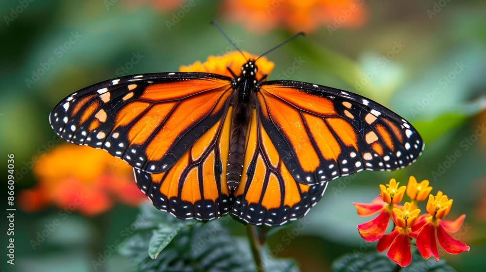 Obraz premium Captivating Monarch Butterfly Resting on a Vibrant Flower