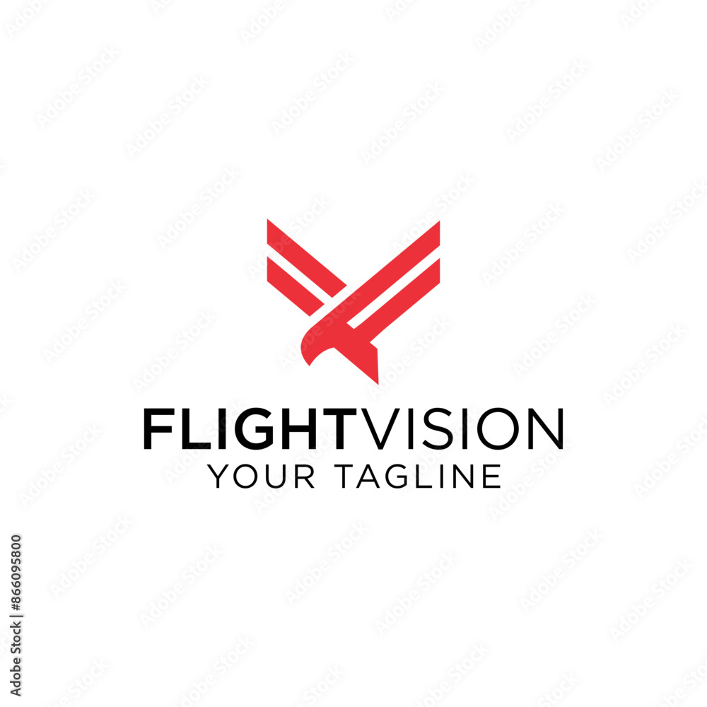Flightvision Logo Design Concept with Eagle Icon Flightvision Logo Design Concept with Eagle Icon