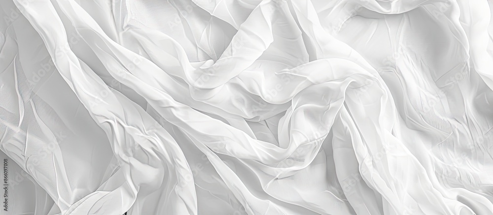 Background of white crinkled fabric texture with copy space image. Background of white crinkled fabric texture with copy space image.