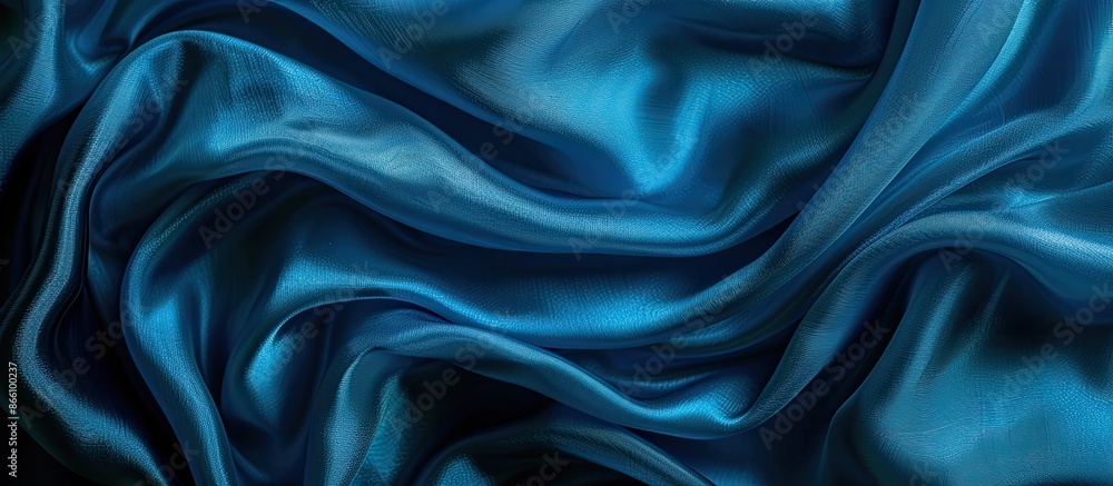High-resolution photograph of a silk fabric in deep blue shades resembling Bondi blue, suitable for decorating with a textured pattern providing copy space image. High-resolution photograph of a silk fabric in deep blue shades resembling Bondi blue, suitable for decorating with a textured pattern providing copy space image.