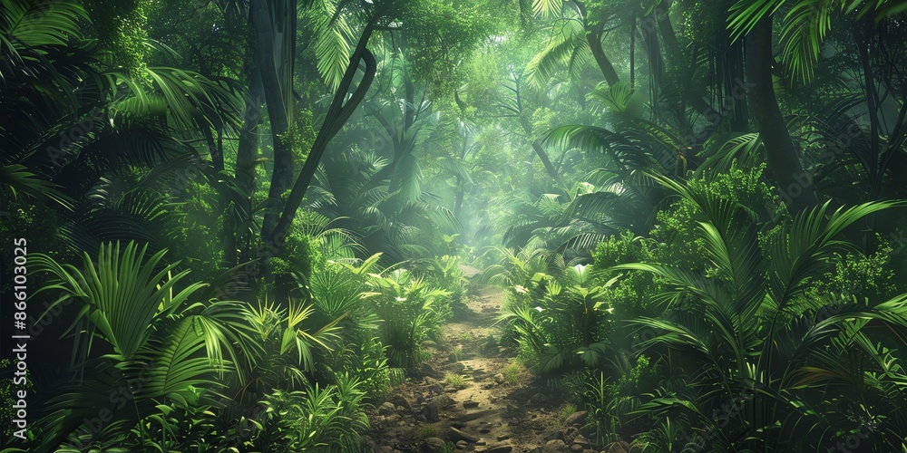 Tropical jungles of Southeast Asia Dense Jungle with Towering Trees and Lush Greenery Tropical jungles of Southeast Asia Dense Jungle with Towering Trees and Lush Greenery
