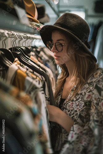 Elegant Personal Shopper Selecting Designer Clothing - Indulging in Luxury Personal Styling Experience