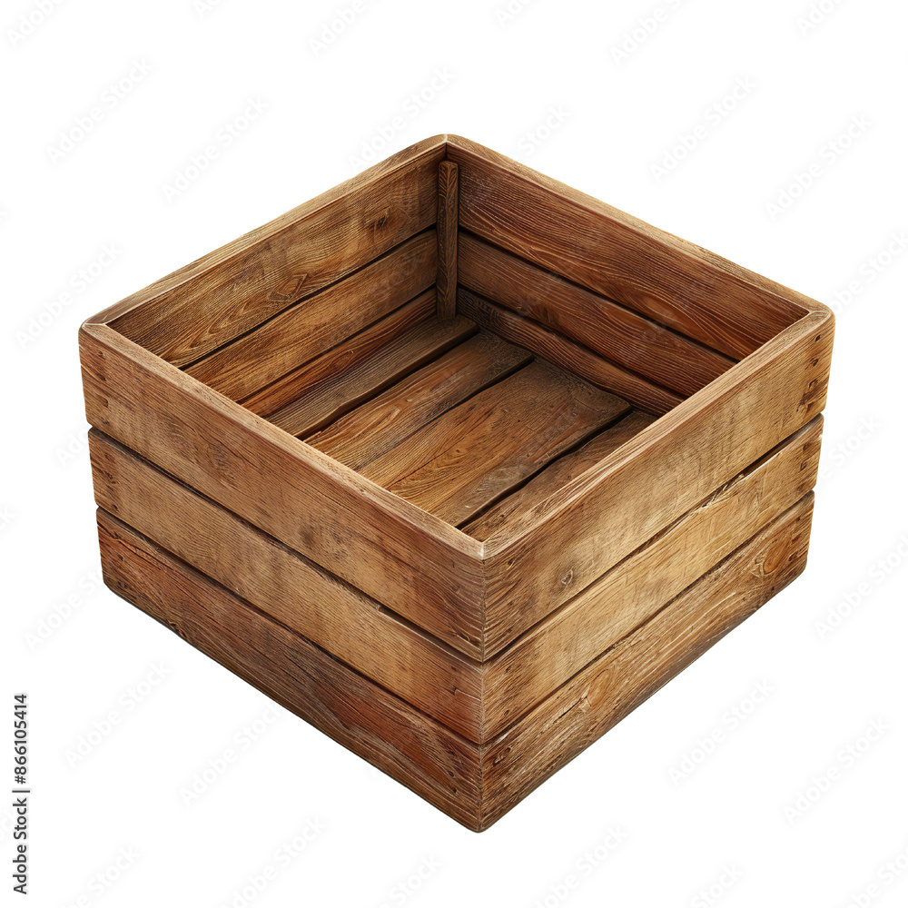 Empty wooden box on transparent background Generative Ai Empty wooden box on transparent background Generative Ai